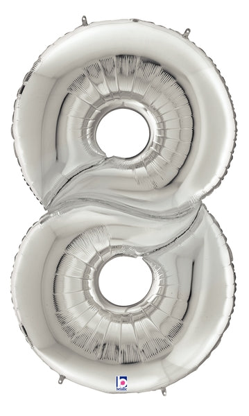 53" Silver Gigaloons Foil Number Balloon | Numbers 0-9