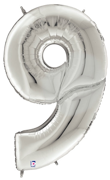 53" Silver Gigaloons Foil Number Balloon | Numbers 0-9