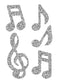 Pegatinas de purpurina con notas musicales pegables 
