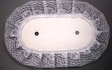 Respaldo para mamá de disco de papel de 6,5" x 9,5" con encaje - Blanco ovalado