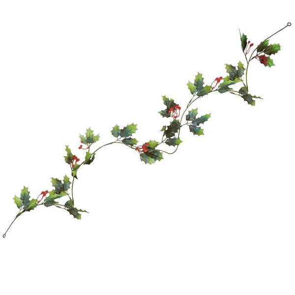 Guirnalda de acebo y bayas de 6 pies para decoración de fiesta