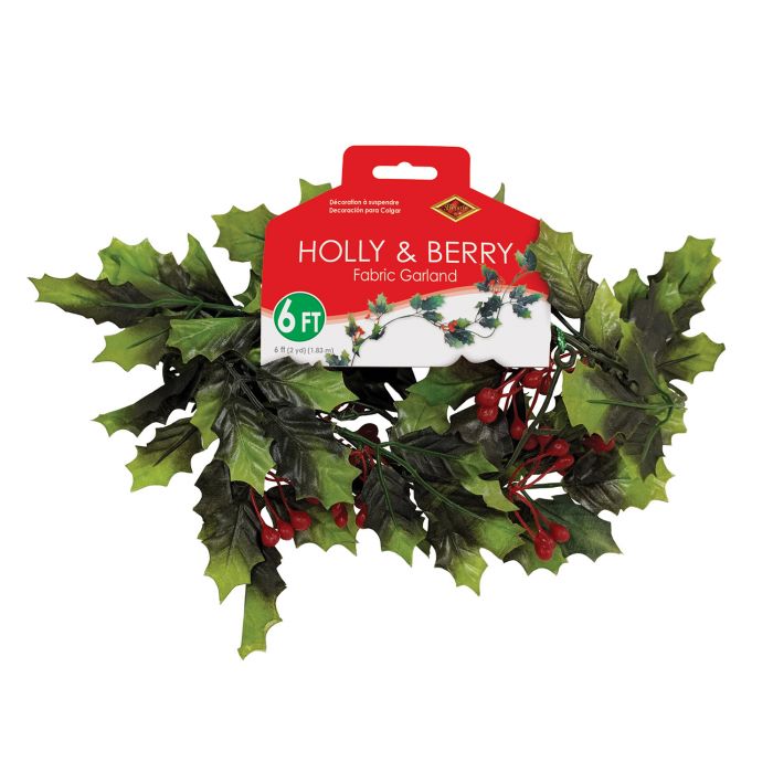 6' Holly & Berries Garland Party Decoration | 1 Count