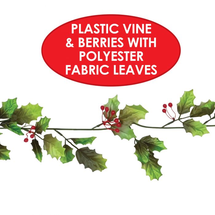 6' Holly & Berries Garland Party Decoration | 1 Count