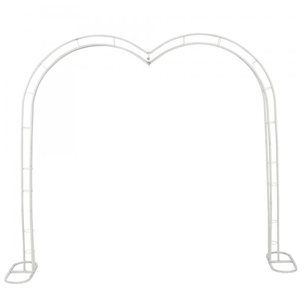Marco de arco de corazón de metal plateado blanco