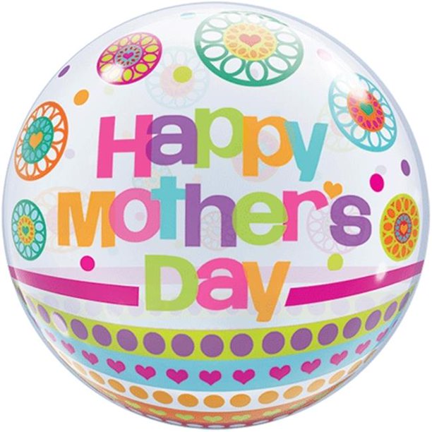 22" Happy Mother's Day Qualatex Bubble Balloon (WSL) | Clearance - While Supplies Last