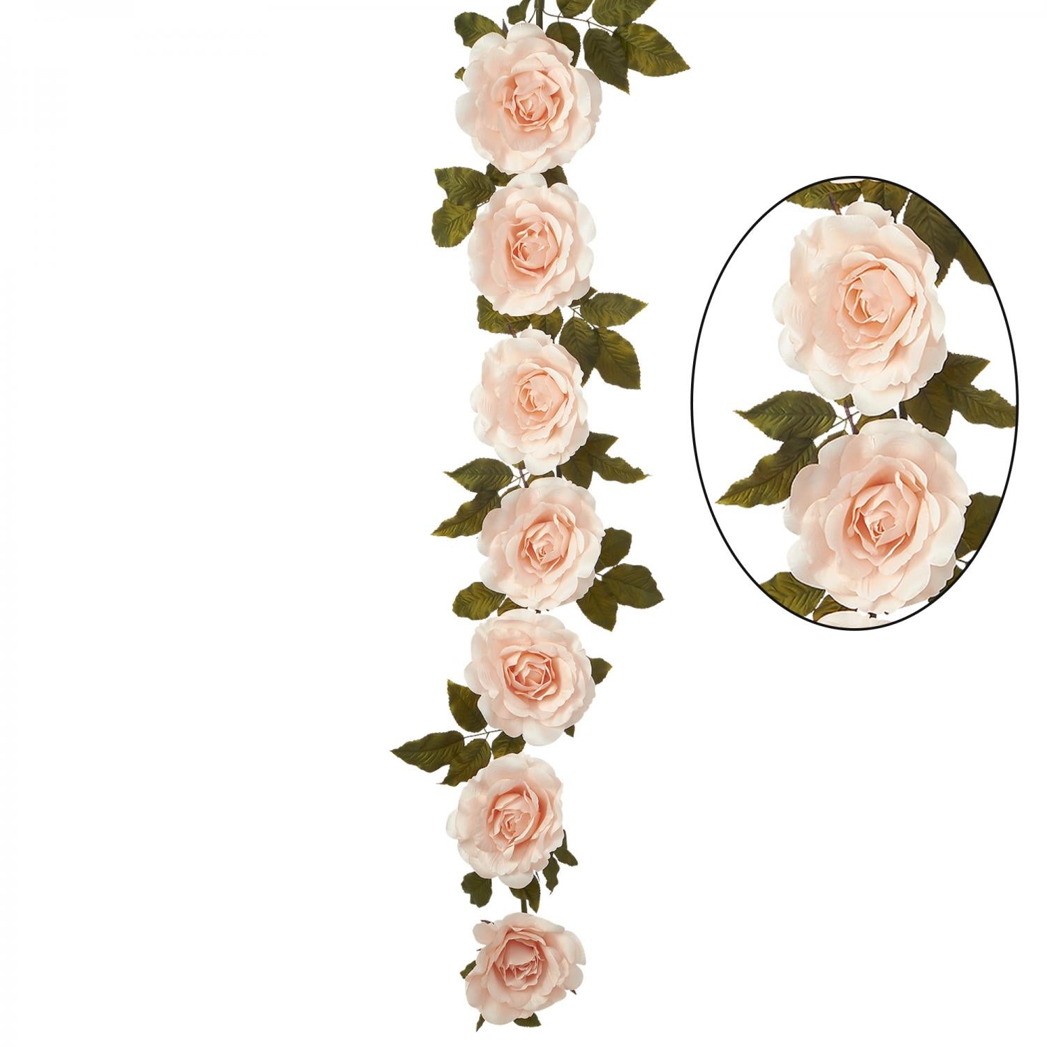 74" Blush Artificial Rose Cane Garland | 1 Count