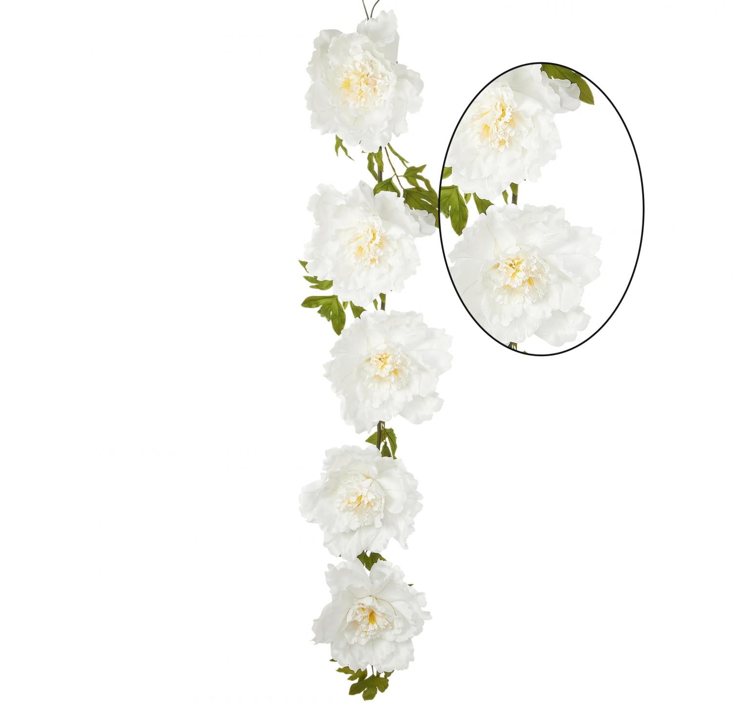 74" White Artificial Peony Cane Garland | 1 Count