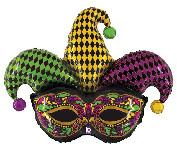 37" Jester Mask Mardi Gras Foil Balloon (P24)