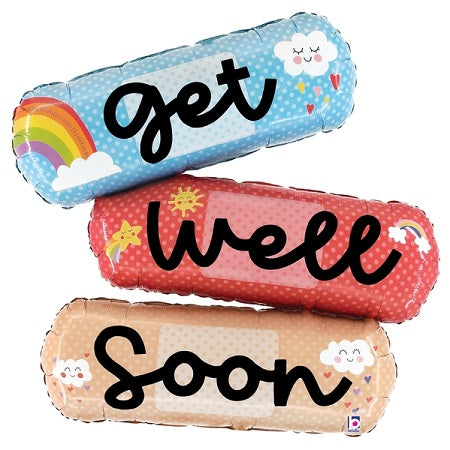 34" Betallic Cheerful Get Well Band-Aid Foil Balloon