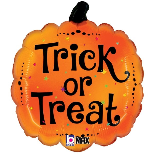 18" Betallic Trick or Treat Pumpkin Foil Balloon (P13) | Buy 5 Or More Save 20%