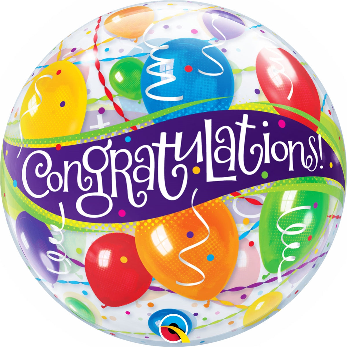 22" Congratulations Qualatex Balloons Bubble (WSL) | Clearance - While Supplies Last