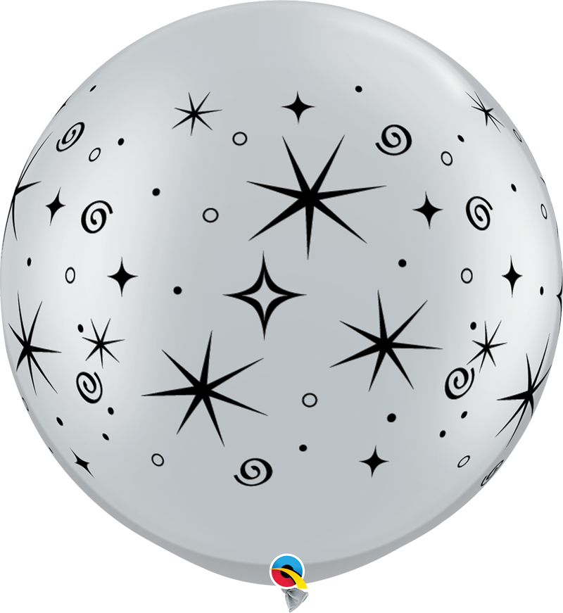 30" Gold Sparkles & Swirls Latex Balloons (D) | 2 Count