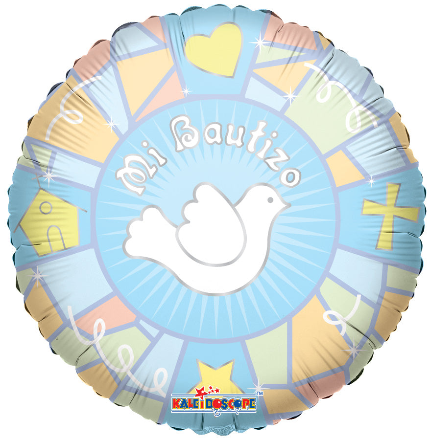 9" Mi Bautizo Vitral Foil Airfill Balloon | Buy 5 Or More Save 20%
