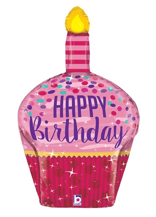 35" Dimensionals Birthday Sparkles Cupcake Balloon