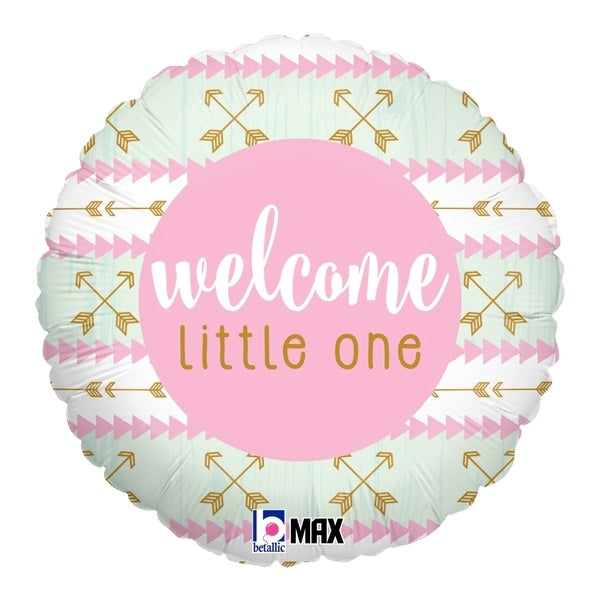 18" Pink Welcome Little One Foil Balloon | Buy 5 Or More Save 20%