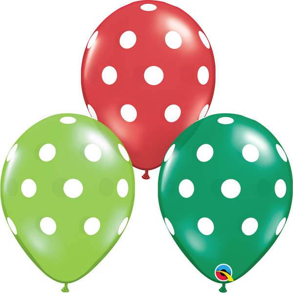 11" Qualatex Big Polka Dot Latex Balloon Assortment (Discontinued) | 50 Count
