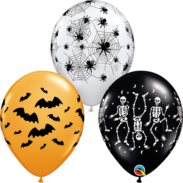 Surtido de globos de látex con diseño espeluznante de 11" | 50 unidades