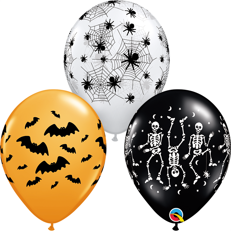 Surtido de globos de látex con diseño espeluznante de 11" | 50 unidades