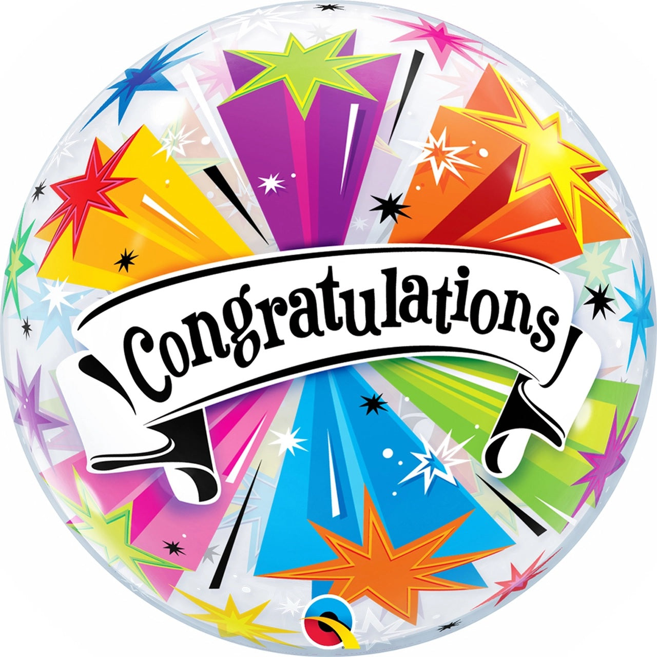 22" Congratulations Stars Qualatex Bubble Balloon (D)