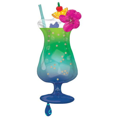 Globo de papel de aluminio con forma de bebida tropical hawaiana de 37"