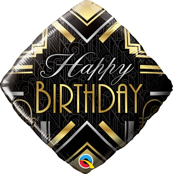 18" Birthday Art Deco Foil Balloon | Buy 5 Or More Save 20%