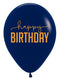 11" Happy Birthday Navy Sempertex Latex Balloons | 50 Count - Dropship (Shipped By Betallic)