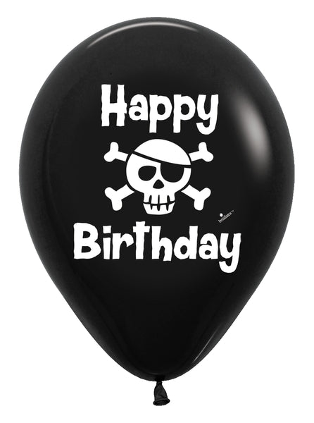 11" Birthday Pirate Skull Sempertex Latex Balloons | 50 Count- Dropship (Shipped By Betallic)
