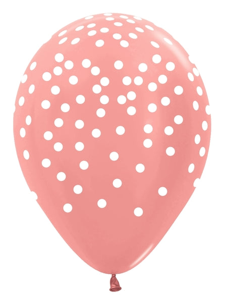 11" Rose Gold White Confetti Sempertex Latex Balloons | 50 Count- Dropship (Shipped By Betallic)
