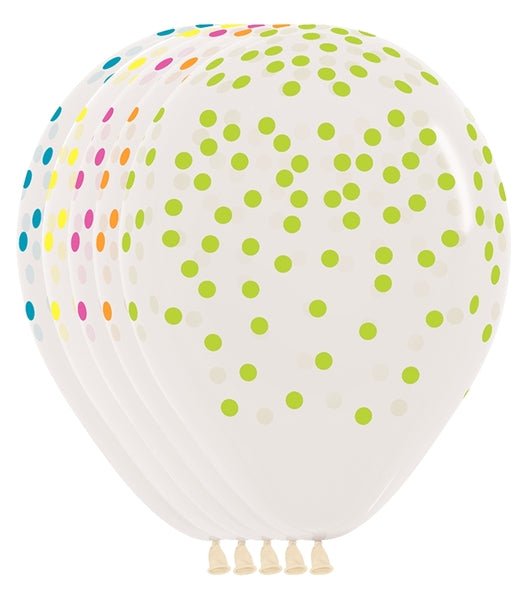 11" Sempertex Assorted Neon Colors Confetti Latex Balloons | 50 Count