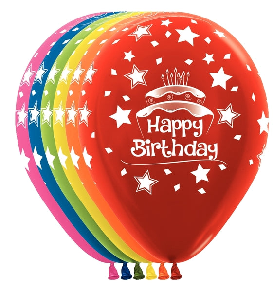 11" Birthday Cake Metallics Sempertex Latex Balloons | 50 Count - Dropship (Shipped By Betallic)