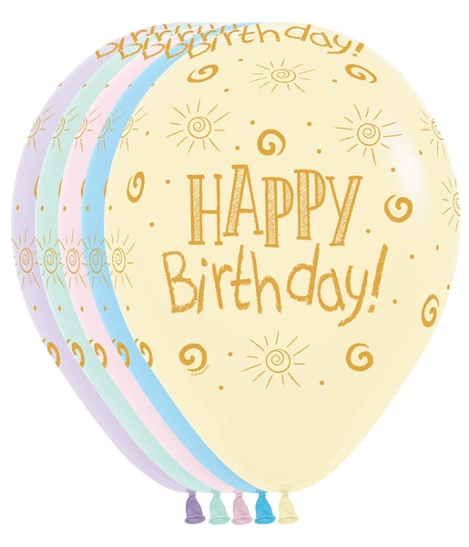 11" Pastel Birthday Gold Sempertex Latex Balloons | 50 Count - Dropship (Shipped By Betallic)