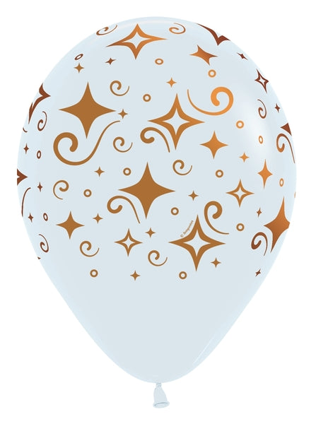 11" Sempertex White Copper Diamonds Sempertex Latex Balloons | 50 - Count Dropship (Shipped By Betallic)