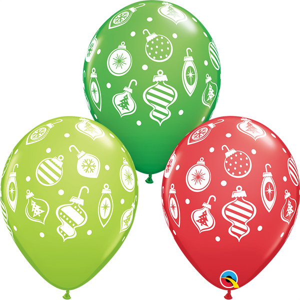 11" Christmas Ornaments & Dots Latex Balloons | 50 ct.