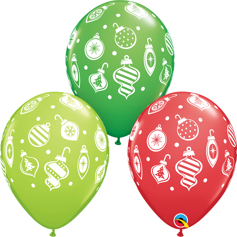 11" Christmas Ornaments & Dots Latex Balloons | 50 ct.