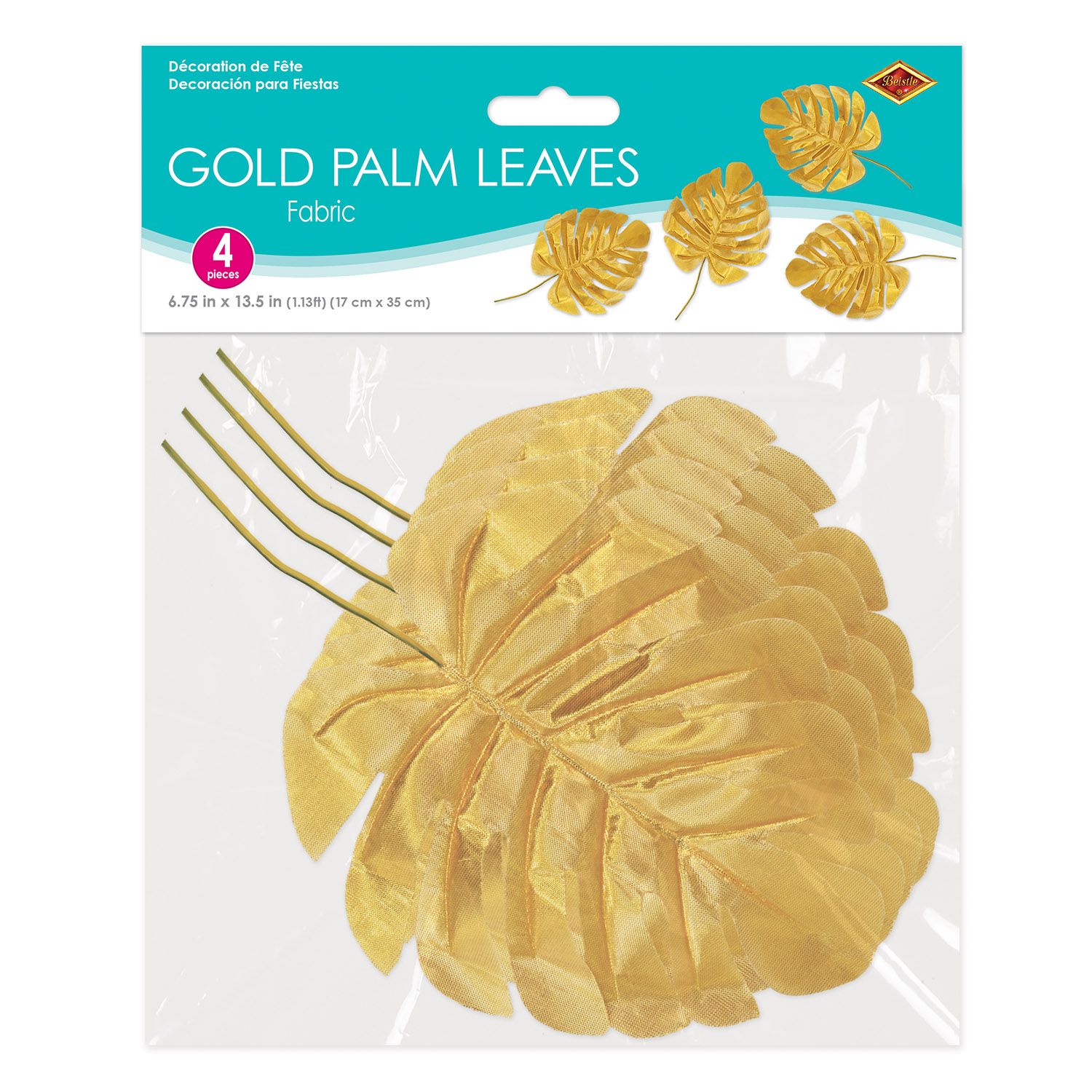 Gold Artificial Palm Leaves | 4 Count