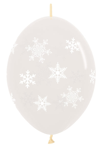 12" Clear Snowflake Sempertex Link-O-Loons® | 50 Count -Dropship (Shipped By Betallic)
