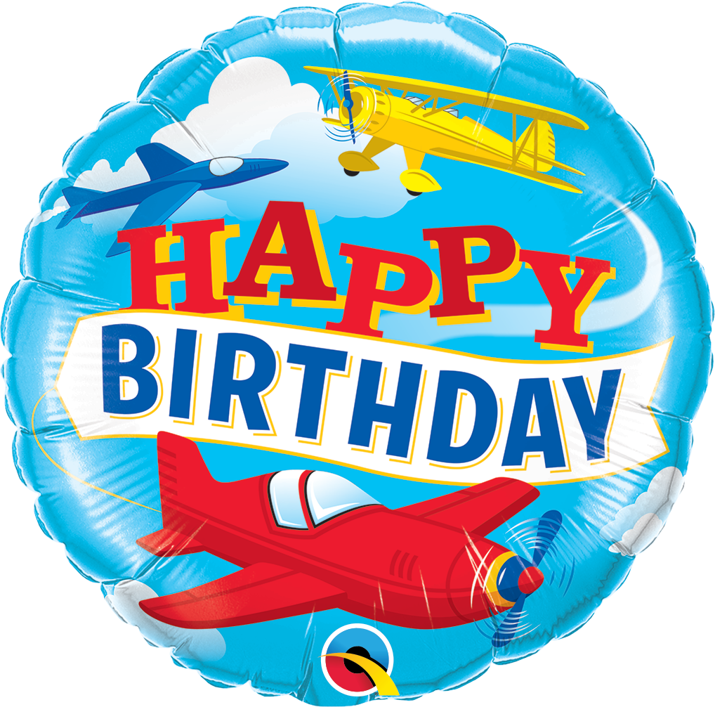 18" Birthday Airplanes Foil Balloon | Buy 5 Or More Save 20%