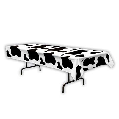 Mantel rectangular de plástico con estampado de vaca