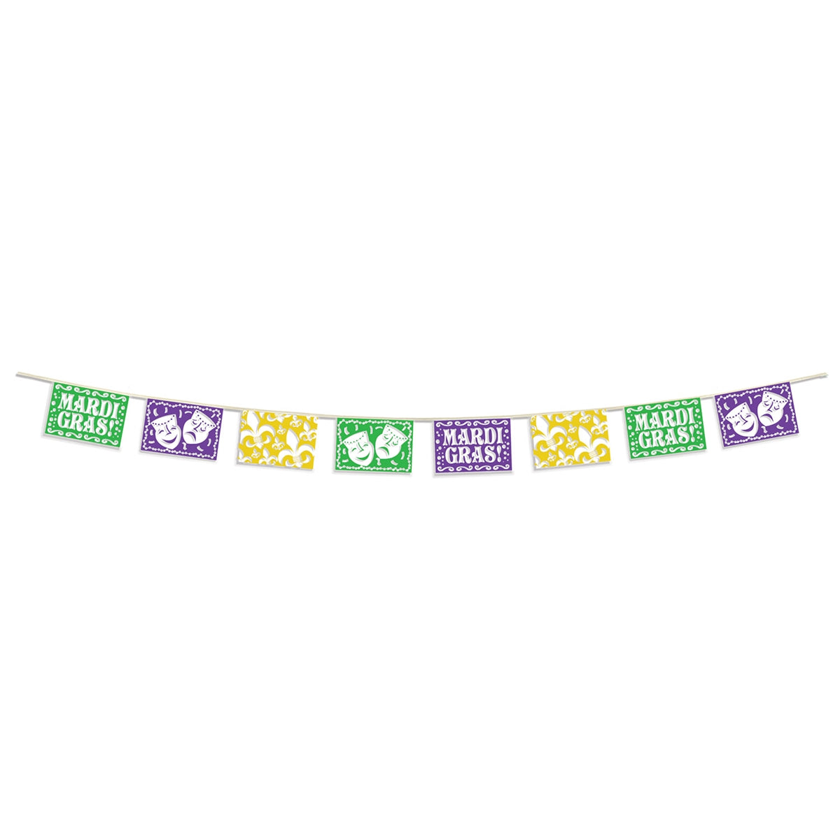 Mardi Gras Picado Style Pennant Banner - 12'x 8" | 1 Count