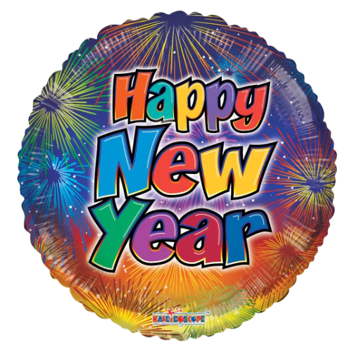 Globo de lámina de fuegos artificiales de feliz año nuevo de 18" | Compre 5 o más y ahorre un 20 %