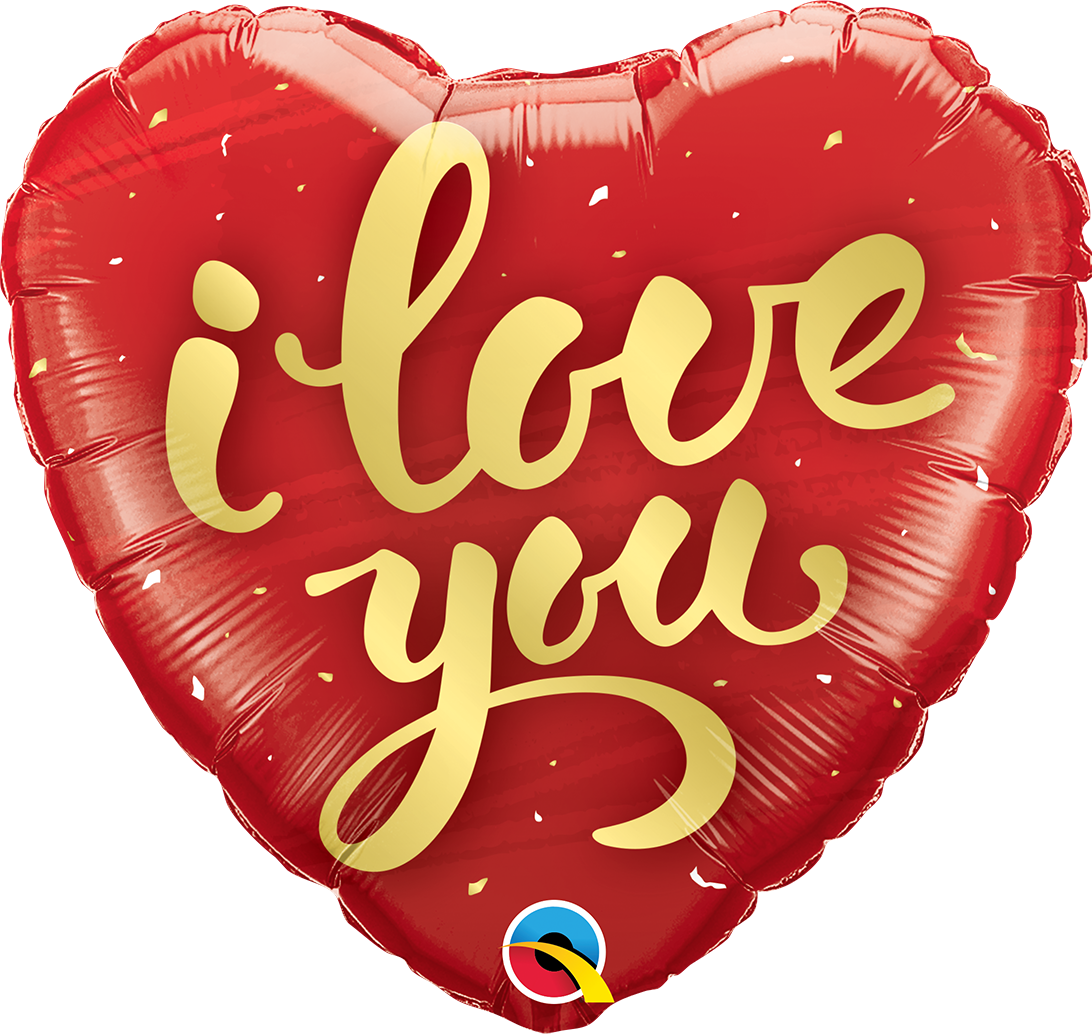 Globo de lámina de corazón con texto dorado I Love You de 18" (P6) | Compra 5 o más y ahorra un 20 %