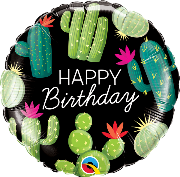 Globo metalizado de cactus de cumpleaños de 18" | Compre 5 o más y ahorre un 20 %