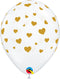11" Diamond Clear Random Hearts-a-Round Gold Latex Balloon | 50 Count