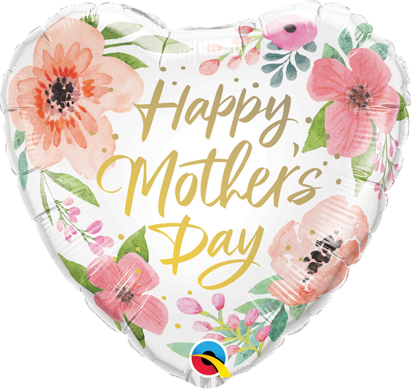 Globo de corazón de lámina de flora rosa del Día de la Madre de 18" (P8) | Compre 5 o más y ahorre un 20 %