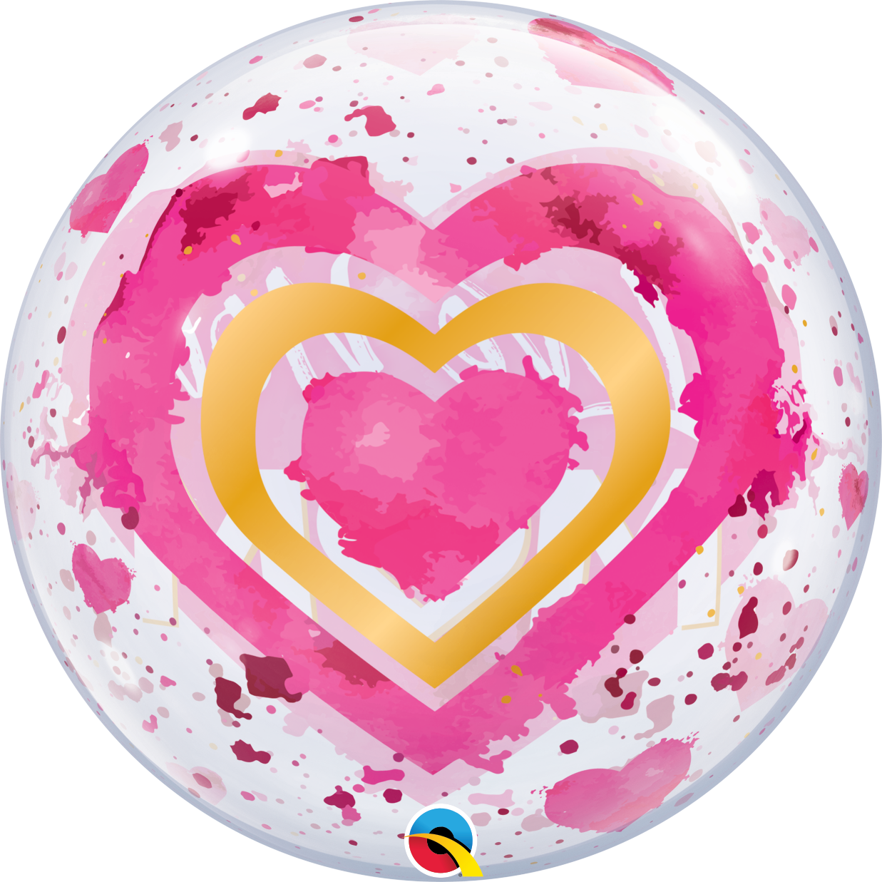 22" Love You M(HEART)M Pink Qualatex Bubble Balloon (P11)
