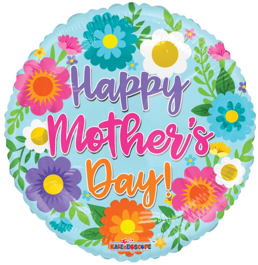 18" Happy Mother's Day Spring Flowers Foil Balloon (S1R4)| Buy 5 Or More Save 20%