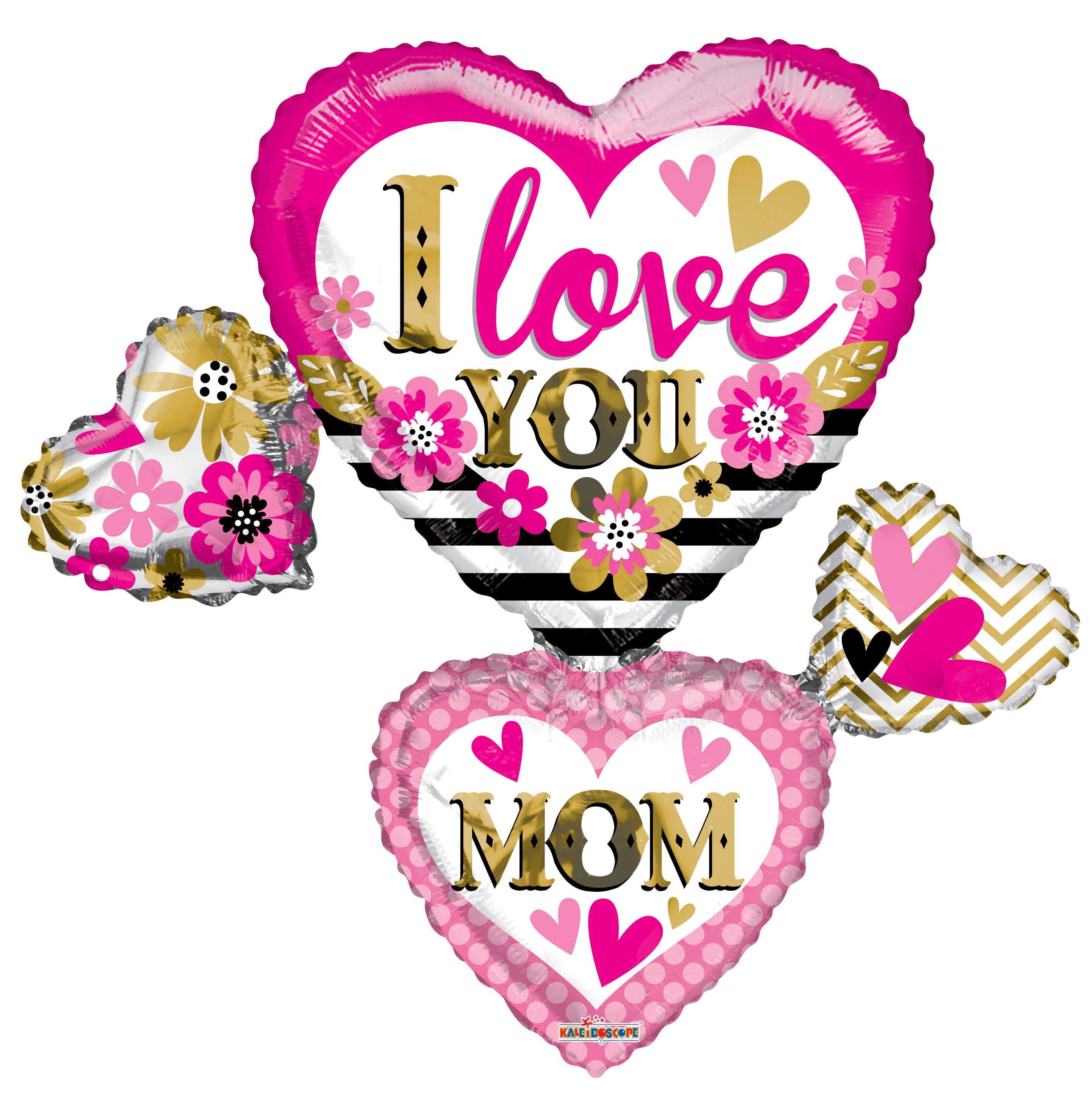 36" I Love You Mom Many Hearts Balloon (P16) | 5 Count