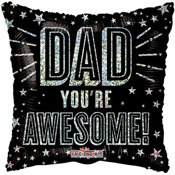 18" Awesome Dad Holographic Foil Balloon (P18) | Buy 5 Or More Save 20%