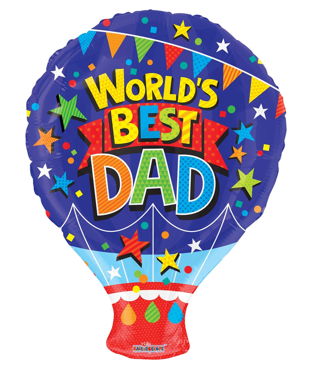 18" Conver World's Best Dad Shape Non Foil Balloon (S4R3) | Buy 5 Or More Save 20%