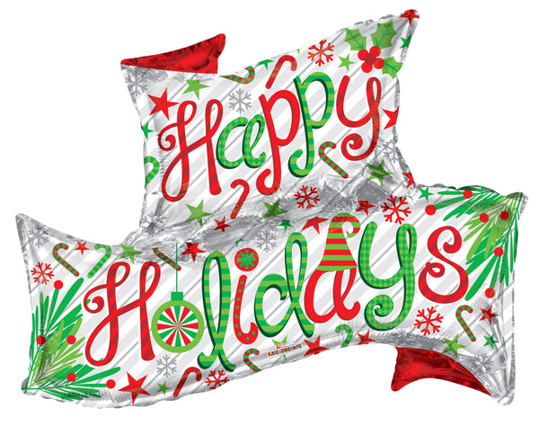 36" Happy Holidays Banner Foil Balloon (WSL) | 5 Count - Clearance